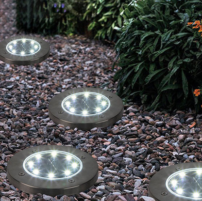 Modern Minimalist Plastic Stainless Steel Round LED Solar Outdoor Light For Garden