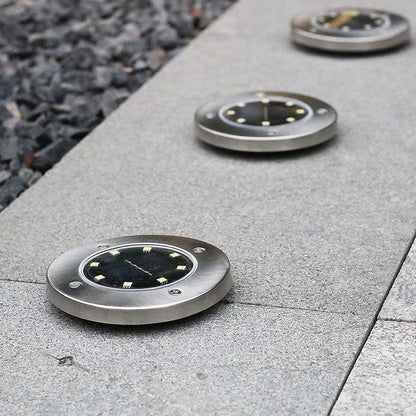 Modern Minimalist Plastic Stainless Steel Round LED Solar Outdoor Light For Garden