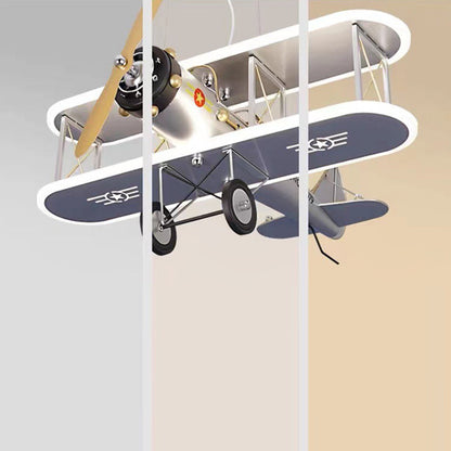 Contemporary Creative Kid Iron Resin Acrylic Airplane LED Chandelier For Bedroom