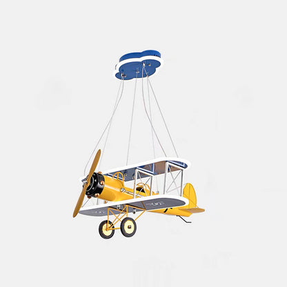 Contemporary Creative Kid Iron Resin Acrylic Airplane LED Chandelier For Bedroom