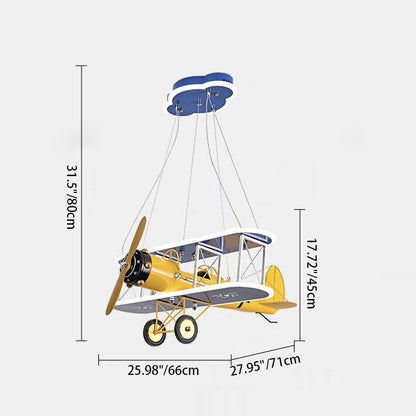Contemporary Creative Kid Iron Resin Acrylic Airplane LED Chandelier For Bedroom