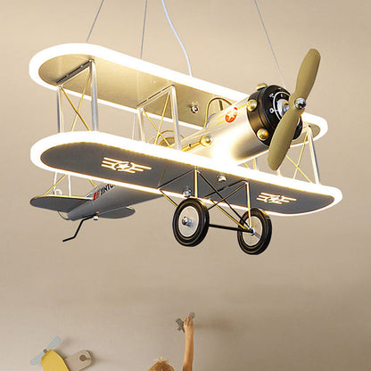 Contemporary Creative Kid Iron Resin Acrylic Airplane LED Chandelier For Bedroom