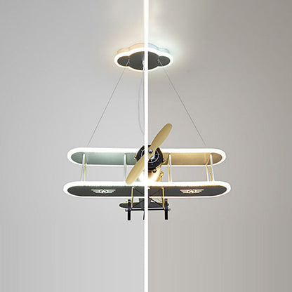 Contemporary Creative Kid Iron Resin Acrylic Airplane LED Chandelier For Bedroom