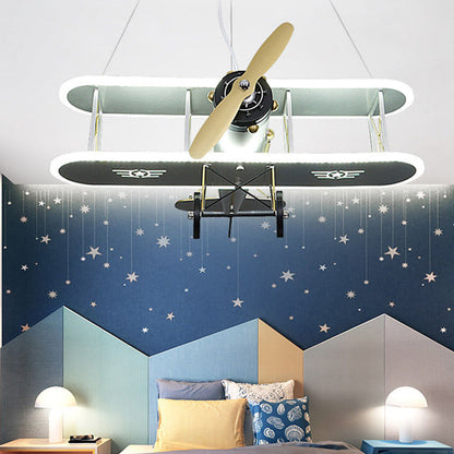 Contemporary Creative Kid Iron Resin Acrylic Airplane LED Chandelier For Bedroom