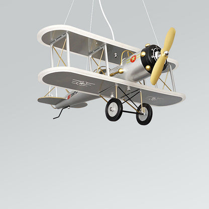 Contemporary Creative Kid Iron Resin Acrylic Airplane LED Chandelier For Bedroom