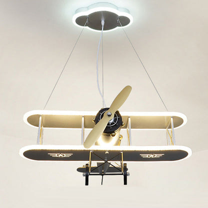 Contemporary Creative Kid Iron Resin Acrylic Airplane LED Chandelier For Bedroom