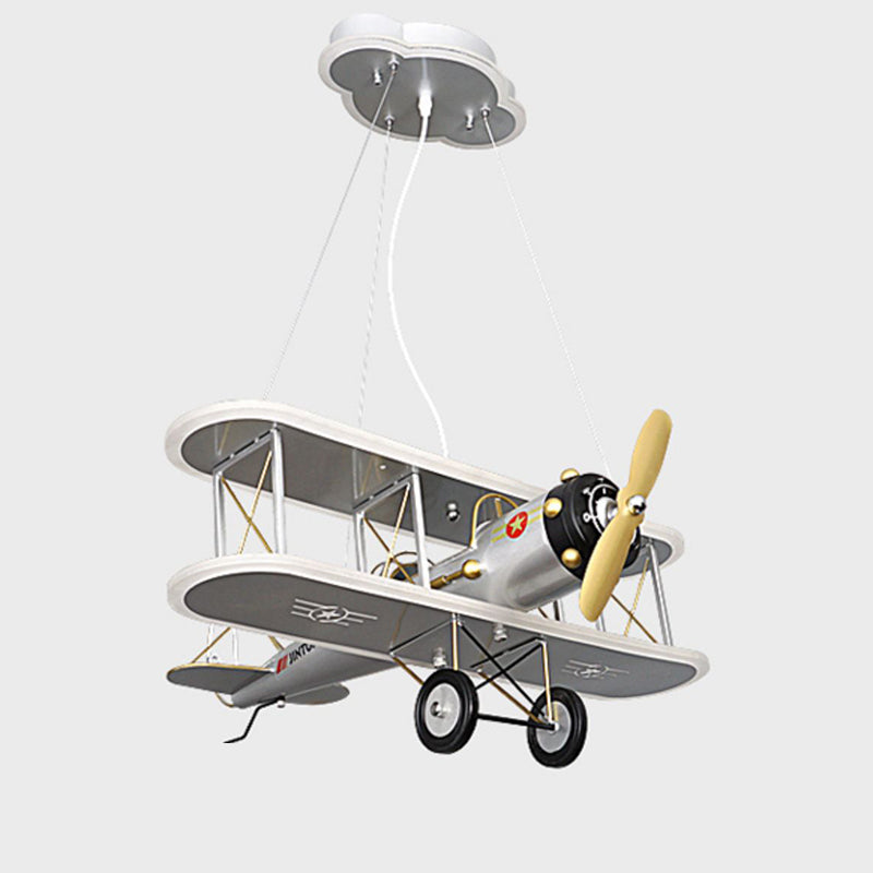 Contemporary Creative Kid Iron Resin Acrylic Airplane LED Chandelier For Bedroom