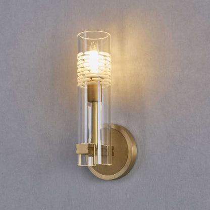 Modern Luxury Brass Glass Cylindrical Candelabra 1/2-Light Wall Sconce Lamp For Living Room