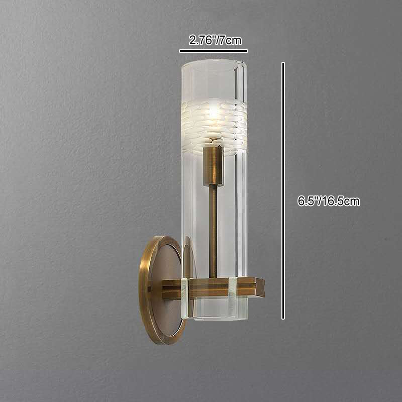 Modern Luxury Brass Glass Cylindrical Candelabra 1/2-Light Wall Sconce Lamp For Living Room