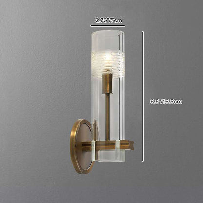 Modern Luxury Brass Glass Cylindrical Candelabra 1/2-Light Wall Sconce Lamp For Living Room