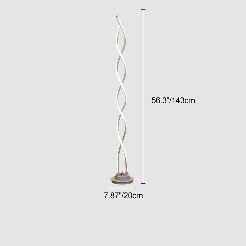 Contemporary Creative Aluminum, Carbon Steel & Silicone Spiral LED Standing Floor Lamp for Bedroom and Living Room
