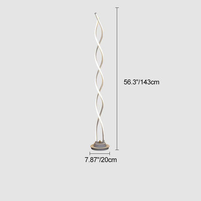 Contemporary Creative Aluminum, Carbon Steel & Silicone Spiral LED Standing Floor Lamp for Bedroom and Living Room