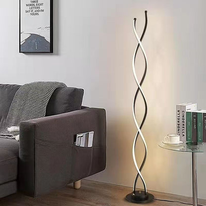 Contemporary Creative Aluminum, Carbon Steel & Silicone Spiral LED Standing Floor Lamp for Bedroom and Living Room