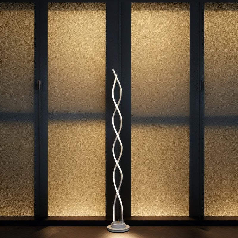 Contemporary Creative Aluminum, Carbon Steel & Silicone Spiral LED Standing Floor Lamp for Bedroom and Living Room