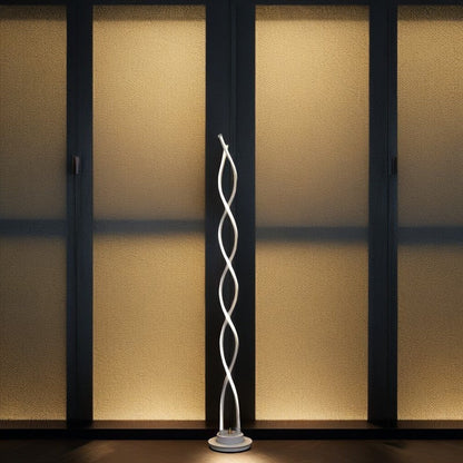 Contemporary Creative Aluminum, Carbon Steel & Silicone Spiral LED Standing Floor Lamp for Bedroom and Living Room