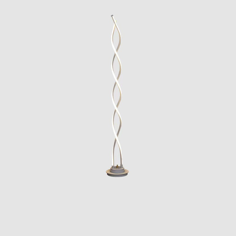 Contemporary Creative Aluminum, Carbon Steel & Silicone Spiral LED Standing Floor Lamp for Bedroom and Living Room
