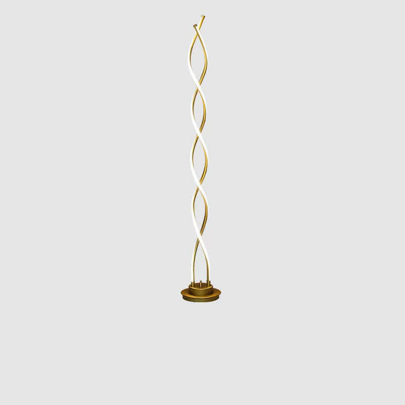 Contemporary Creative Aluminum, Carbon Steel & Silicone Spiral LED Standing Floor Lamp for Bedroom and Living Room