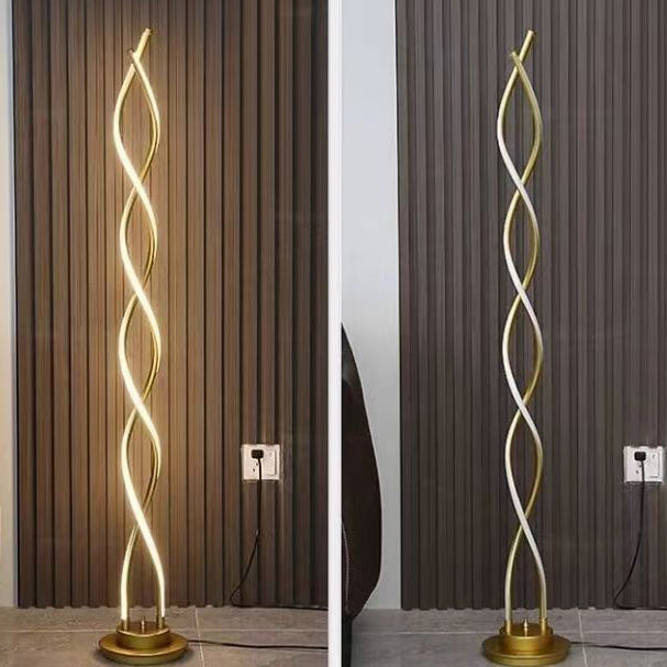 Contemporary Creative Aluminum, Carbon Steel & Silicone Spiral LED Standing Floor Lamp for Bedroom and Living Room