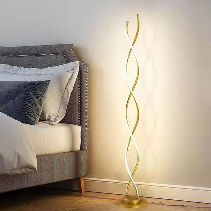 Contemporary Creative Aluminum, Carbon Steel & Silicone Spiral LED Standing Floor Lamp for Bedroom and Living Room