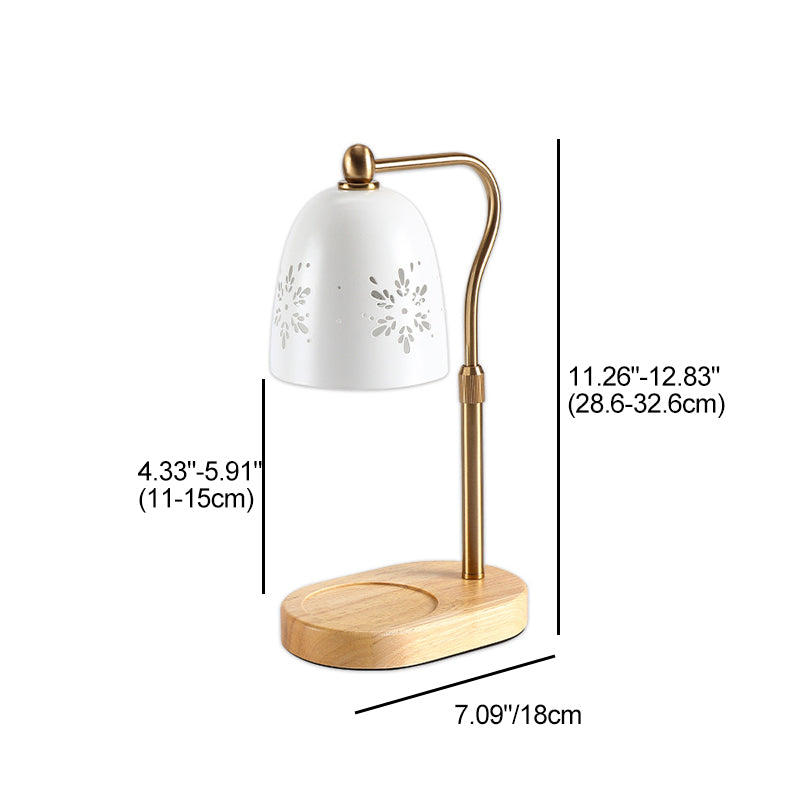 Modern Minimalist Iron & Wood Oval Base Cone Shade 1-Light Melting Wax Table Lamp for Bedroom & Living Room