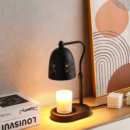 Modern Minimalist Iron & Wood Oval Base Cone Shade 1-Light Melting Wax Table Lamp for Bedroom & Living Room