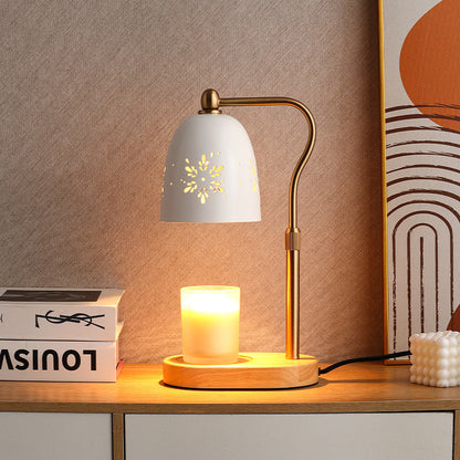 Modern Minimalist Iron & Wood Oval Base Cone Shade 1-Light Melting Wax Table Lamp for Bedroom & Living Room
