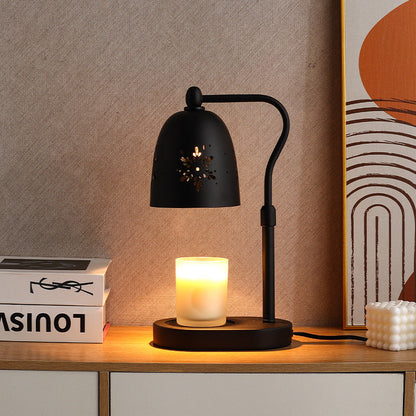 Modern Minimalist Iron & Wood Oval Base Cone Shade 1-Light Melting Wax Table Lamp for Bedroom & Living Room