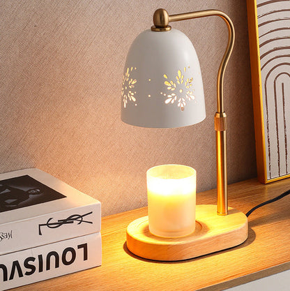 Modern Minimalist Iron & Wood Oval Base Cone Shade 1-Light Melting Wax Table Lamp for Bedroom & Living Room