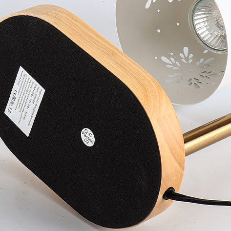 Modern Minimalist Iron & Wood Oval Base Cone Shade 1-Light Melting Wax Table Lamp for Bedroom & Living Room