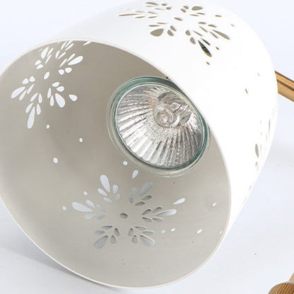 Modern Minimalist Iron & Wood Oval Base Cone Shade 1-Light Melting Wax Table Lamp for Bedroom & Living Room