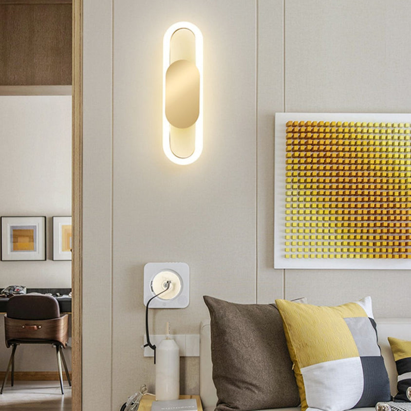 Contemporary Nordic Metal & Silicone Oval LED Wall Sconce Lamp For Bedroom And Living Room