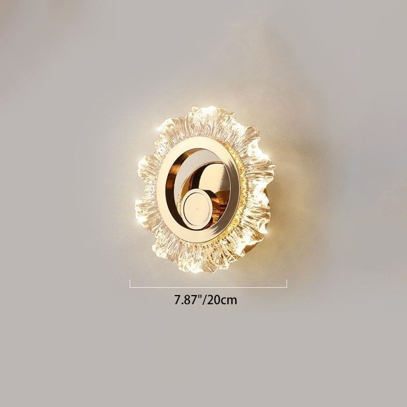 Contemporary Creative Metal & Acrylic Sunflower Round LED Wall Sconce Lamp For Bedroom And Living Room