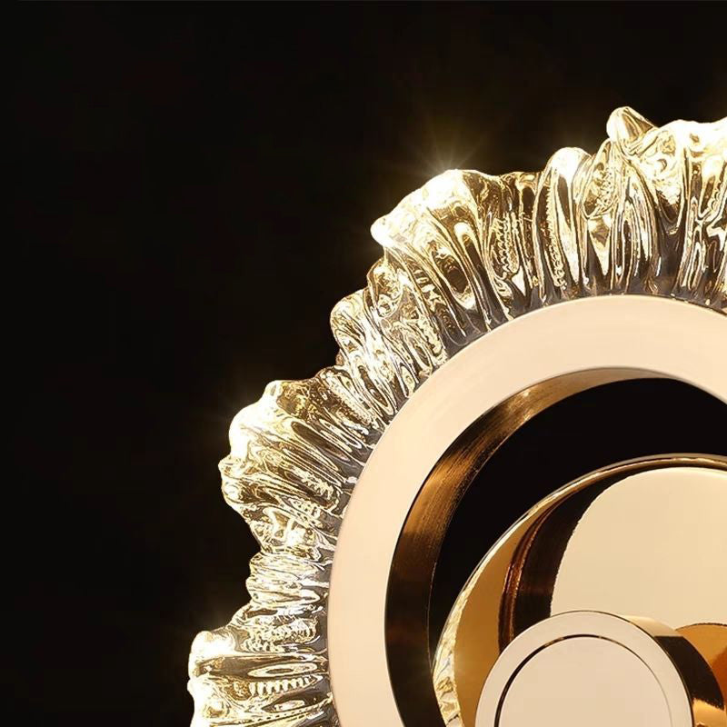 Contemporary Creative Metal & Acrylic Sunflower Round LED Wall Sconce Lamp For Bedroom And Living Room
