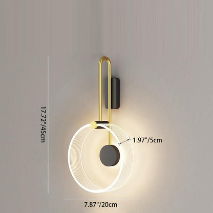 Contemporary Nordic Metal & Acrylic Round LED Wall Sconce Lamp For Bedroom And Living Room
