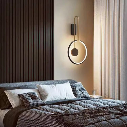 Contemporary Nordic Metal & Acrylic Round LED Wall Sconce Lamp For Bedroom And Living Room