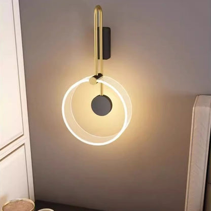 Contemporary Nordic Metal & Acrylic Round LED Wall Sconce Lamp For Bedroom And Living Room