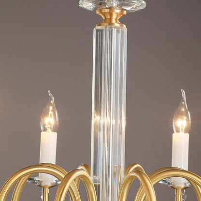 Traditional French Brass & Crystal Candle-Style 6/8/10-Light Chandelier For Bedroom, Living Room, Dining Room