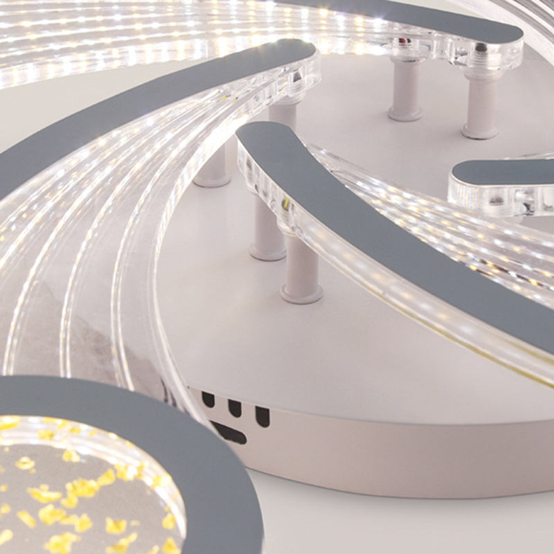 مصباح سقف دائري بتصميم طاحونة هوائية معدني وأكريليك معاصر إبداعي بإضاءة LED شبه مسطحة لغرفة النوم وغرفة المعيشة