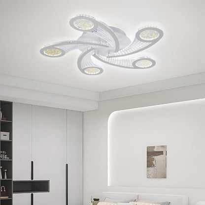 مصباح سقف دائري بتصميم طاحونة هوائية معدني وأكريليك معاصر إبداعي بإضاءة LED شبه مسطحة لغرفة النوم وغرفة المعيشة