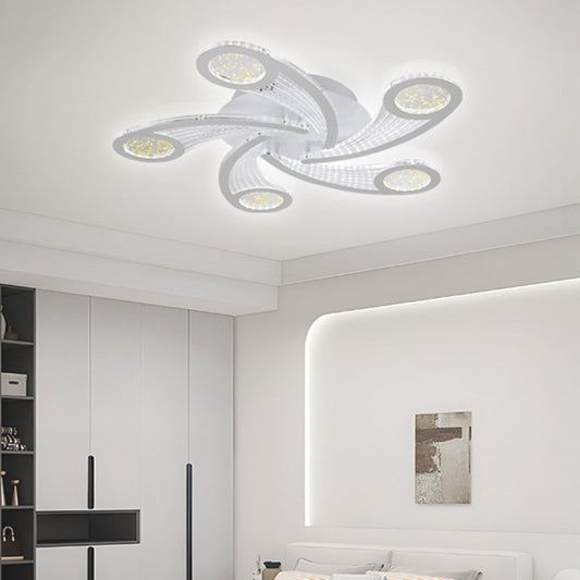 مصباح سقف دائري بتصميم طاحونة هوائية معدني وأكريليك معاصر إبداعي بإضاءة LED شبه مسطحة لغرفة النوم وغرفة المعيشة