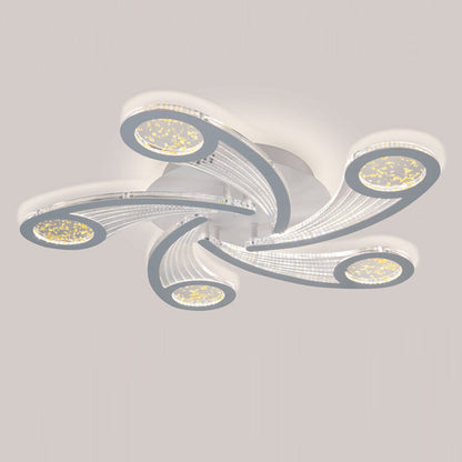 مصباح سقف دائري بتصميم طاحونة هوائية معدني وأكريليك معاصر إبداعي بإضاءة LED شبه مسطحة لغرفة النوم وغرفة المعيشة