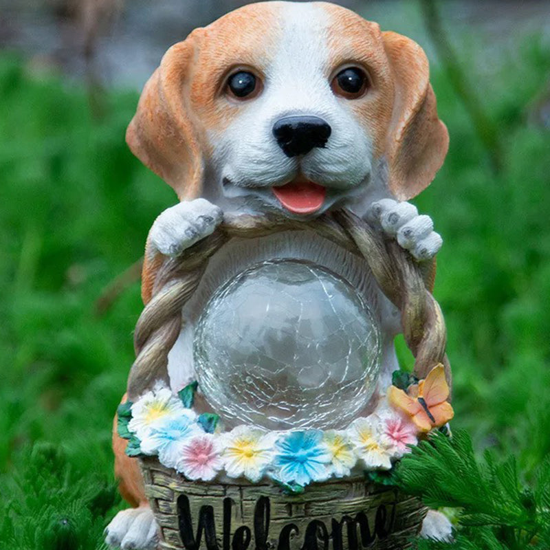 Contemporary Creative Resin Dog-Shaped LED Solar Waterproof Outdoor Light For Garden, Yard & Patio