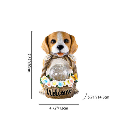 Contemporary Creative Resin Dog-Shaped LED Solar Waterproof Outdoor Light For Garden, Yard & Patio