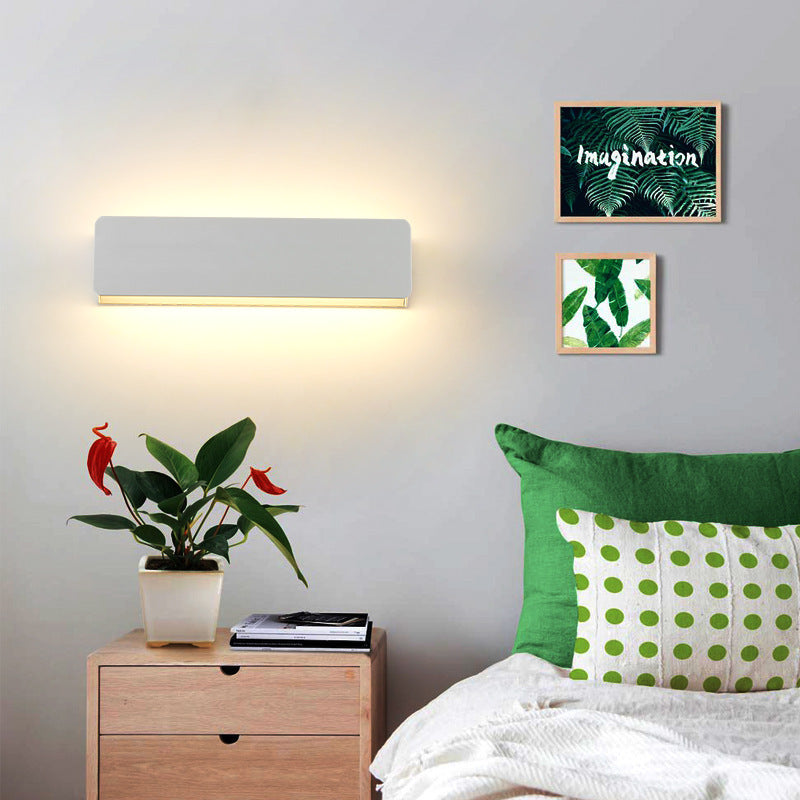 Modern Minimalist Aluminum Rectangular LED Wall Sconce Lamp For Bedroom And Living Room