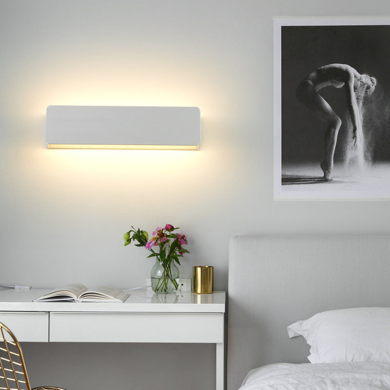 Modern Minimalist Aluminum Rectangular LED Wall Sconce Lamp For Bedroom And Living Room