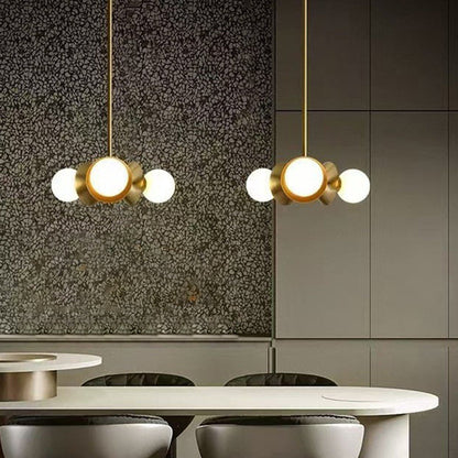 Contemporary Nordic Brass & Glass Round 3-Light Chandelier For Bedroom, Living Room, And Dining Room