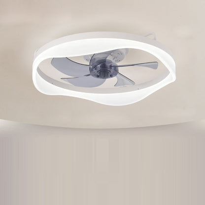 Modern Minimalist Iron & Aluminum Round LED Flush Mount Ceiling Fan Light For Bedroom And Living Room