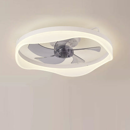 Modern Minimalist Iron & Aluminum Round LED Flush Mount Ceiling Fan Light For Bedroom And Living Room