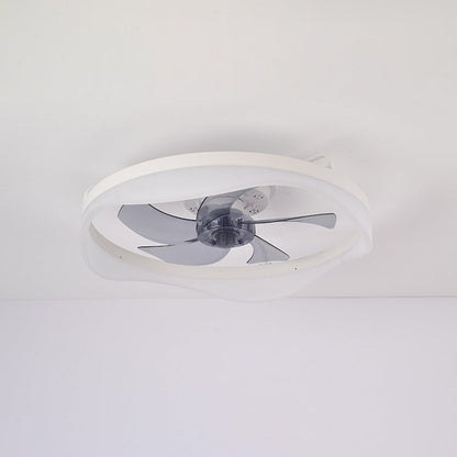 Modern Minimalist Iron & Aluminum Round LED Flush Mount Ceiling Fan Light For Bedroom And Living Room