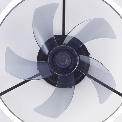 Modern Minimalist Iron & Aluminum Round LED Flush Mount Ceiling Fan Light For Bedroom And Living Room